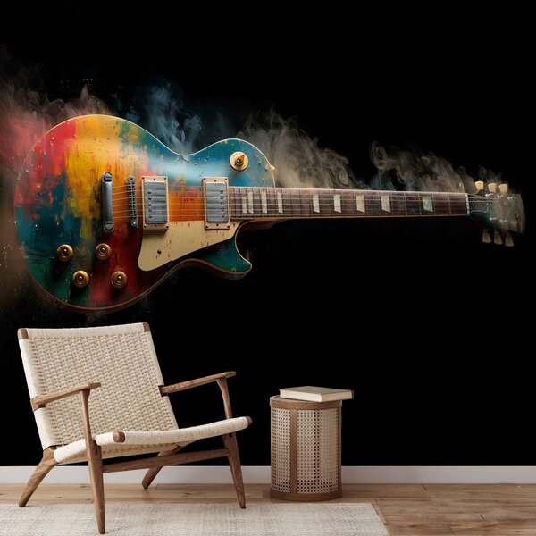 Fototapeta farebná elektrická gitara v dyme