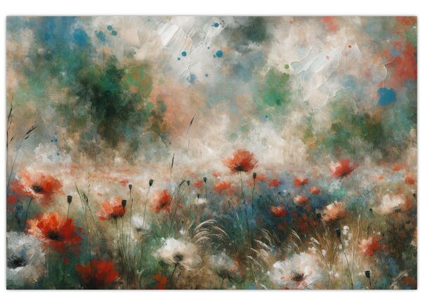 Obraz – Abstrakcia poľa s makmi (90x60 cm)