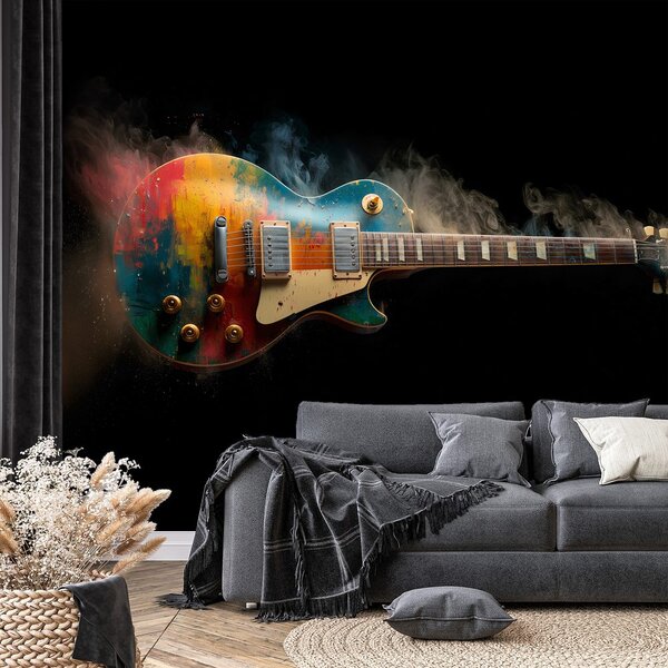 Fototapeta farebná elektrická gitara v dyme