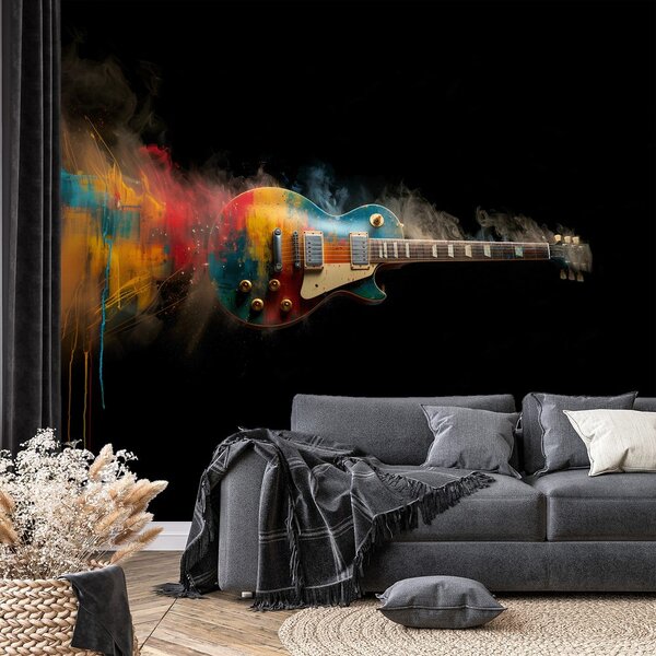 Tapeta farebná gitara na čiernom pozadí