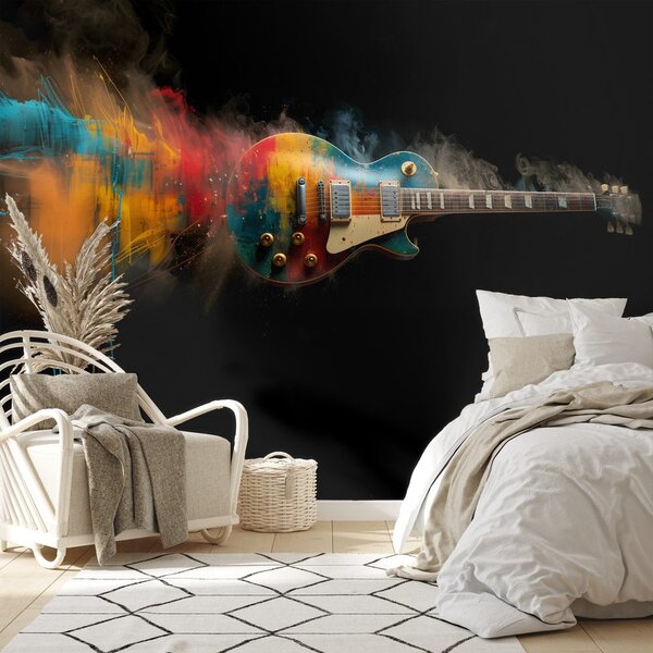 Tapeta farebná gitara na čiernom pozadí
