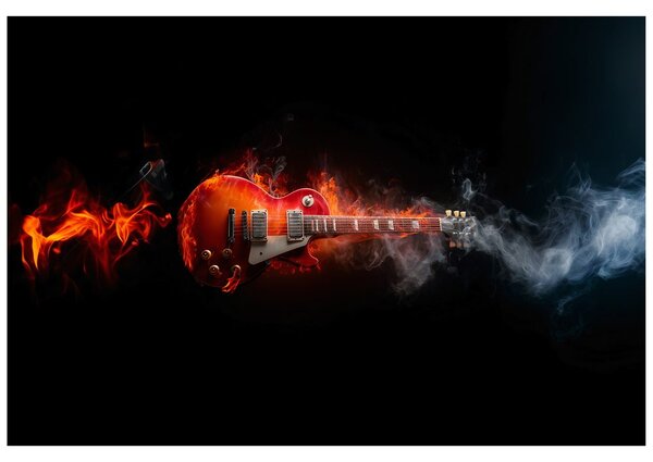 Fototapeta horiaca elektrická gitara v dyme