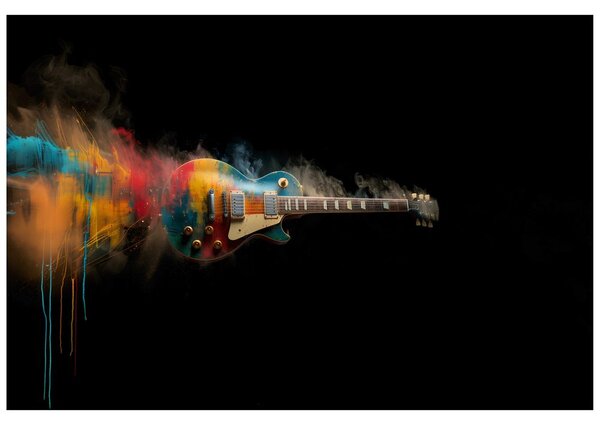 Fototapeta farebná elektrická gitara na čiernom pozadí