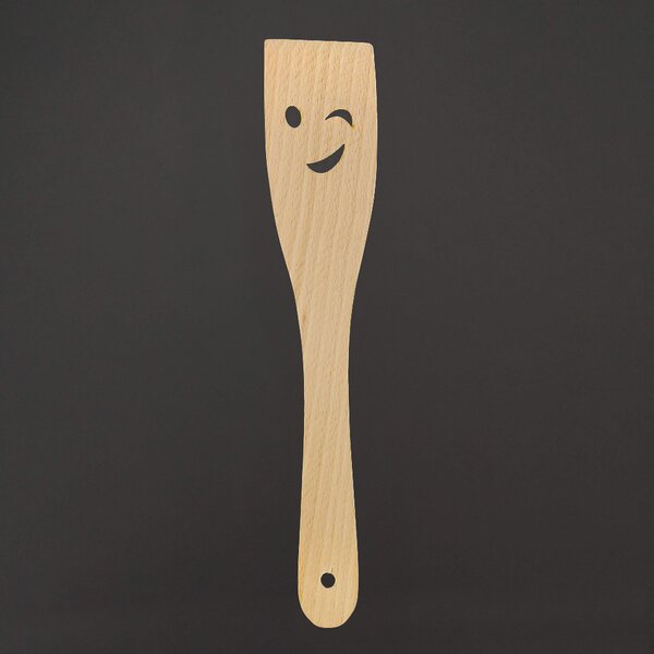 AMADEA Drevená obracačka s úsmevom, masívne drevo, dĺžka 28 cm