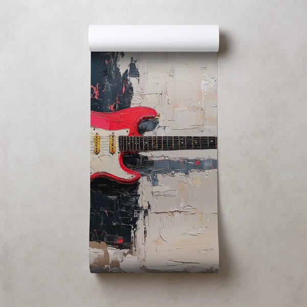 Fototapeta červená elektrická gitara na abstraktnom pozadí