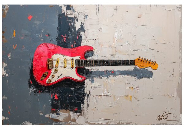 Fototapeta červená elektrická gitara na abstraktnom pozadí