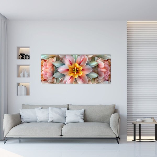 Obraz - Kaleidoskopický kvet (120x50 cm)