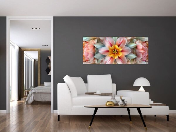 Obraz - Kaleidoskopický kvet (120x50 cm)