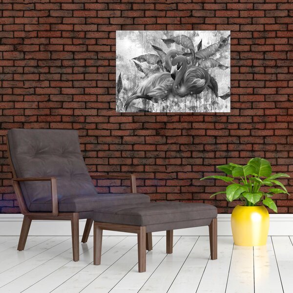 Obraz - Plameniaky graffiti (70x50 cm)