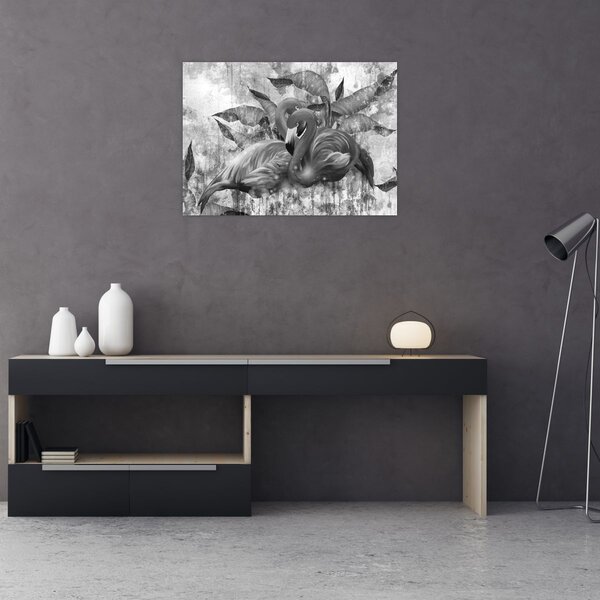 Obraz - Plameniaky graffiti (70x50 cm)