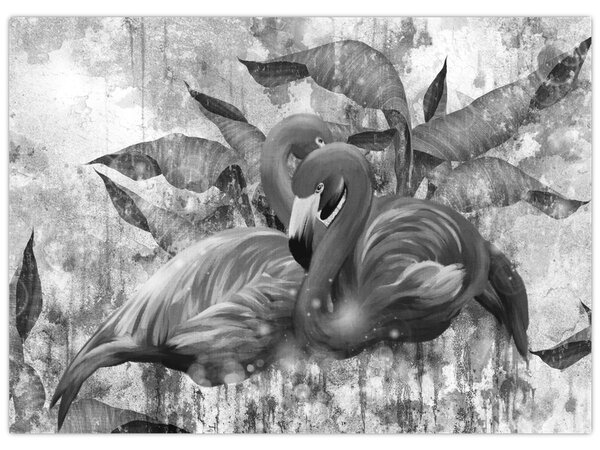 Obraz - Plameniaky graffiti (70x50 cm)