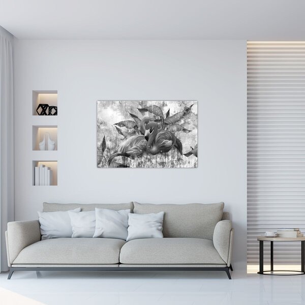 Obraz - Plameniaky graffiti (90x60 cm)