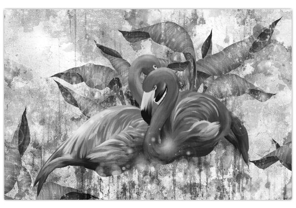 Obraz - Plameniaky graffiti (90x60 cm)