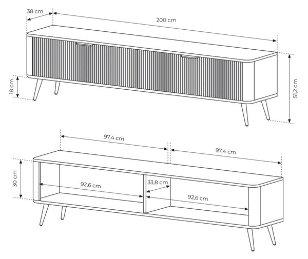 TV stolík Lante 200 2D - čierna