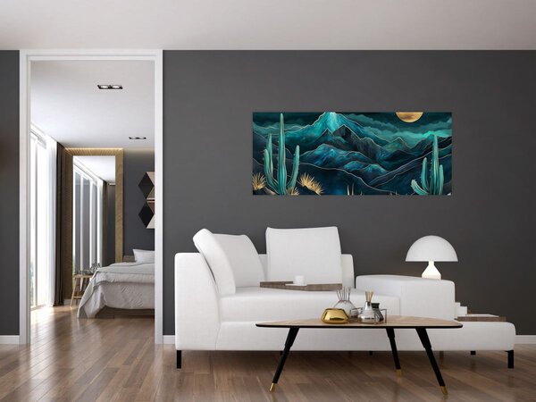 Obraz - Tyrkysová noc (120x50 cm)