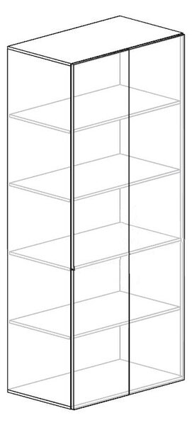 Vysoká skriňa ProOffice, posuvné dvere 80 x 45 x 178 cm, čerešňa