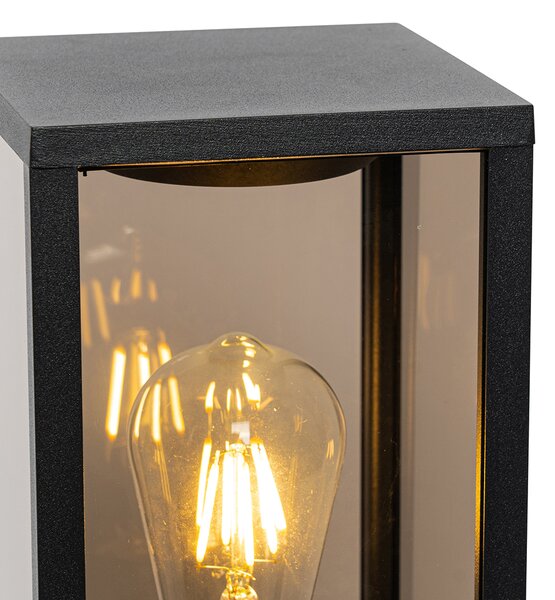 Vonkajšia stojaca lampa čierna s dymovým sklom 40 cm IP44 - Charlois