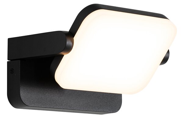 Vonkajšia nástenná lampa čierna vrátane LED nastaviteľná - Kamile