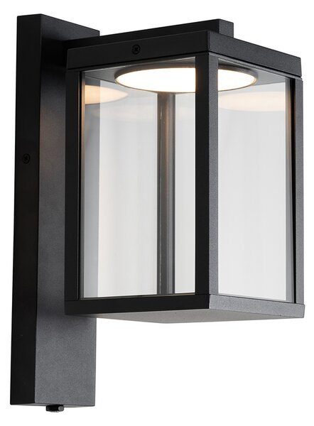 Vonkajšia nástenná lampa čierna vrátane LED a senzoru súmraku - Ferdinand