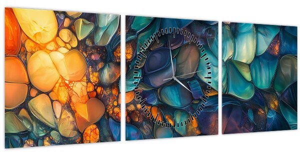 Obraz - Sklenená mozaika (s hodinami) (90x30 cm)