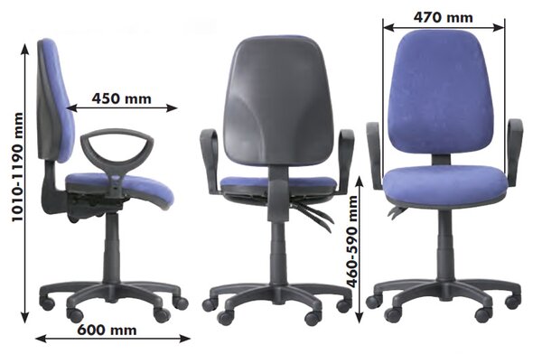 Pracovná stolička Comfort bez podrúčok, žltá