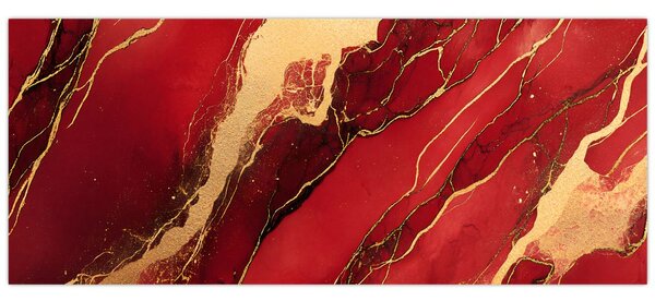 Obraz - Červeno-zlatý mramor (120x50 cm)