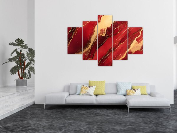 Obraz - Červeno-zlatý mramor (150x105 cm)