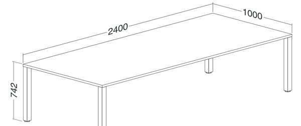 Konferenčný stôl ProOffice 100 x 240 x 74,2 cm, biela