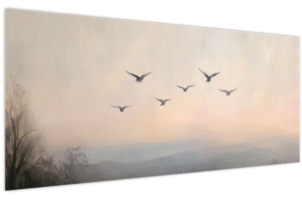 Obraz - Hejno vtákov (120x50 cm)