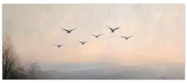 Obraz - Hejno vtákov (120x50 cm)