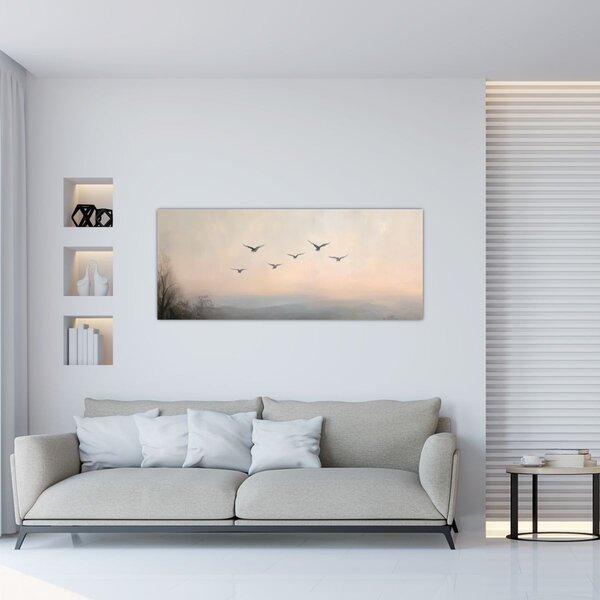 Obraz - Hejno vtákov (120x50 cm)
