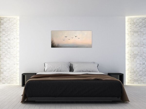 Obraz - Hejno vtákov (120x50 cm)