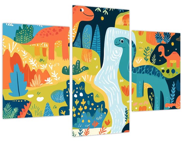 Obraz - Veselí dinosaury (90x60 cm)