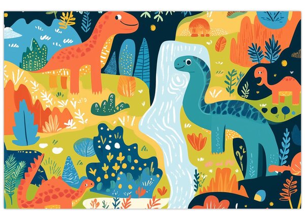 Obraz - Veselí dinosaury (90x60 cm)