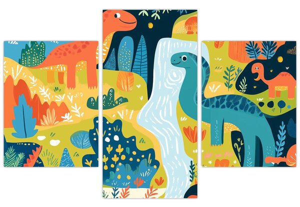 Obraz - Veselí dinosaury (90x60 cm)