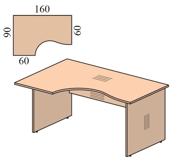 Ergonomický stôl Impress 160 x 90 cm, ľavý, javor