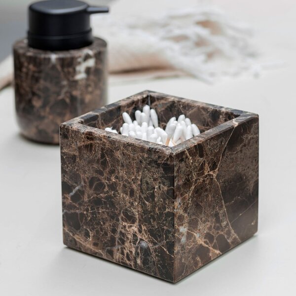 Tmavohnedý mramorový kúpeľňový organizér na vatové tampony Marble – Mette Ditmer Denmark