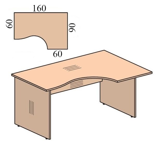 Ergonomický stôl Impress 160 x 90 cm, pravý, dub sonoma