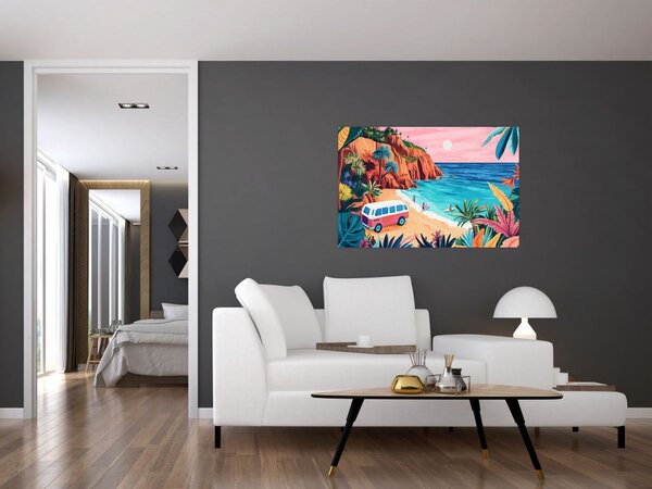 Obraz - Karavan pri oceáne (90x60 cm)