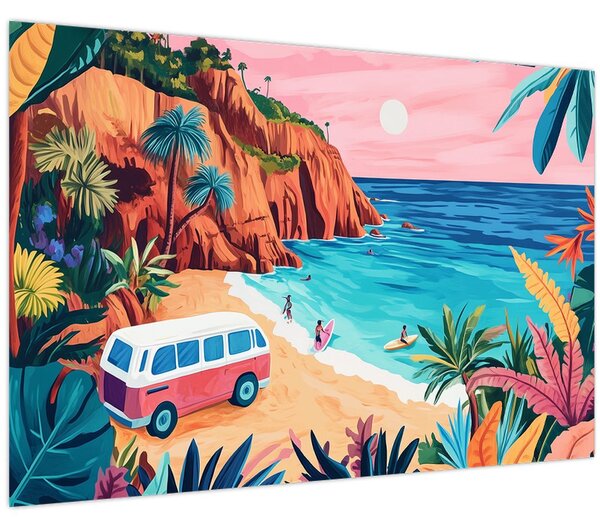 Obraz - Karavan pri oceáne (90x60 cm)