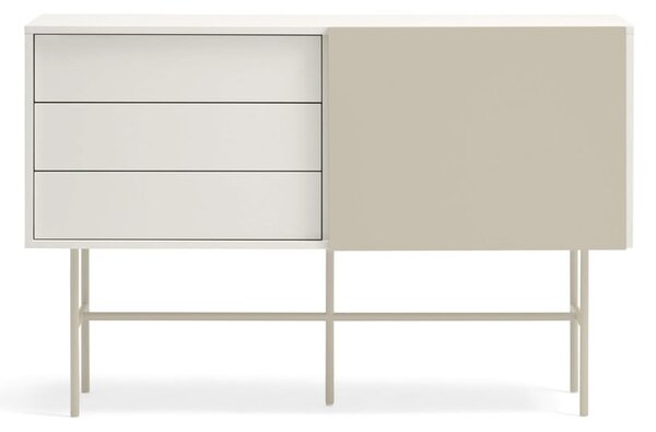 Béžovo-krémová nízka komoda s posuvnými dverami 140x91 cm Nube – Teulat