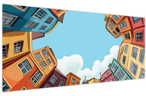 Obraz - Medzi domami (120x50 cm)