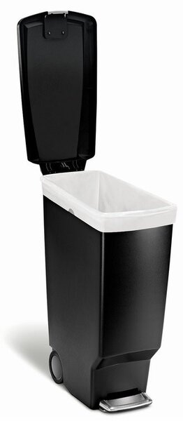 Úzky pedálový kôš 40 l čierny plast, čierna