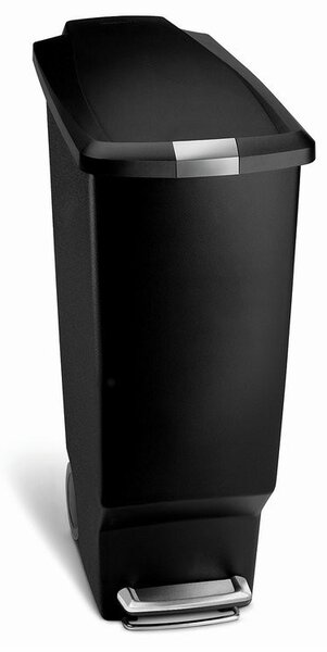 Úzky pedálový kôš 40 l čierny plast, čierna