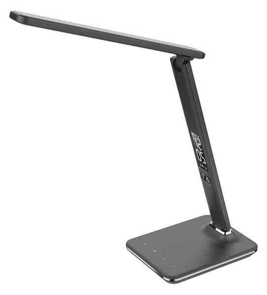 LED stolná lampička s displejom, čierna