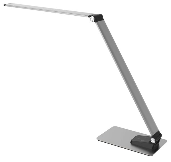 LED stolná lampička stmievacia, strieborná