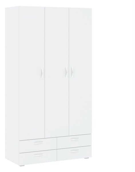 Trojdverová šatníková skriňa 111 cm so šuplíkmi RICHLAND - biela
