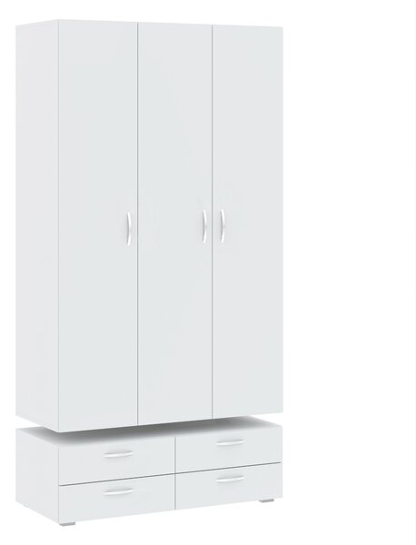 Trojdverová šatníková skriňa 111 cm so šuplíkmi RICHLAND - biela