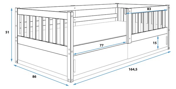 HRUŠKA Posteľ SMART 160x80 - Biela s úložným priestorom