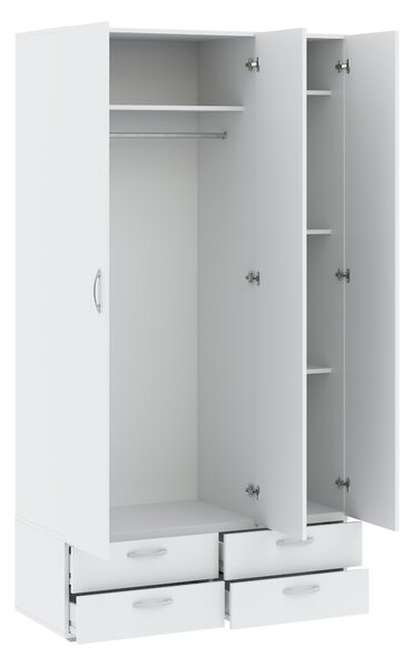Trojdverová šatníková skriňa 111 cm so šuplíkmi RICHLAND - biela